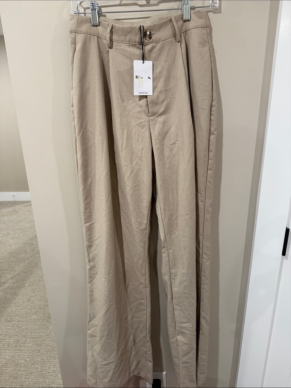 Showpo NWT Beige Wide-Leg Dress Pants